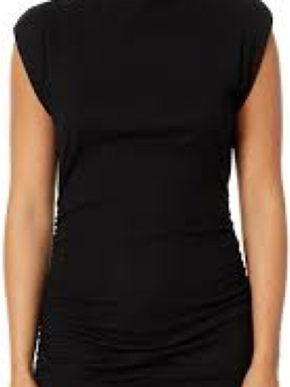 Michael Stars Black Cap-Sleeve Ruched Mini